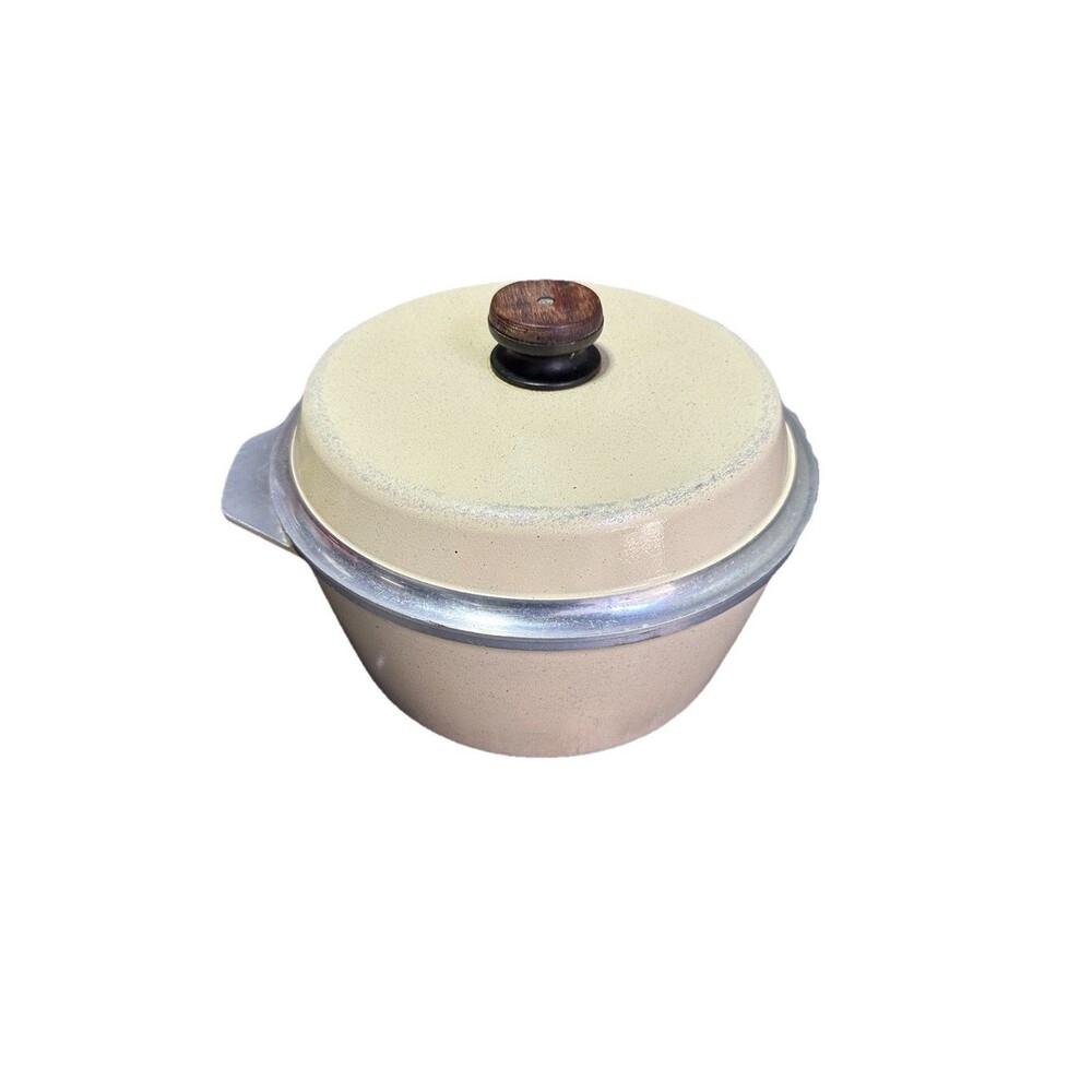 VTG KF Kitchen Fair Almond 11-inch Cast Iron Aluminum Stock Pot Dutch Oven Lid